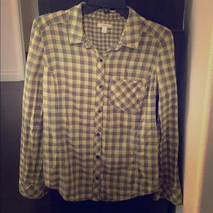 Yellow and gray flannel shirt